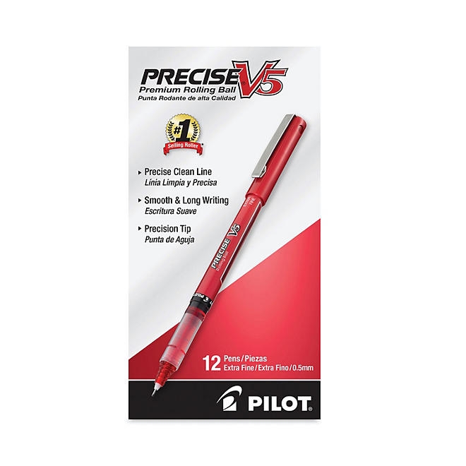 Pilot Precise V5 Roller Ball Precision Point Stick Pens, Extra-Fine, Red, 12 ct. - Image 3