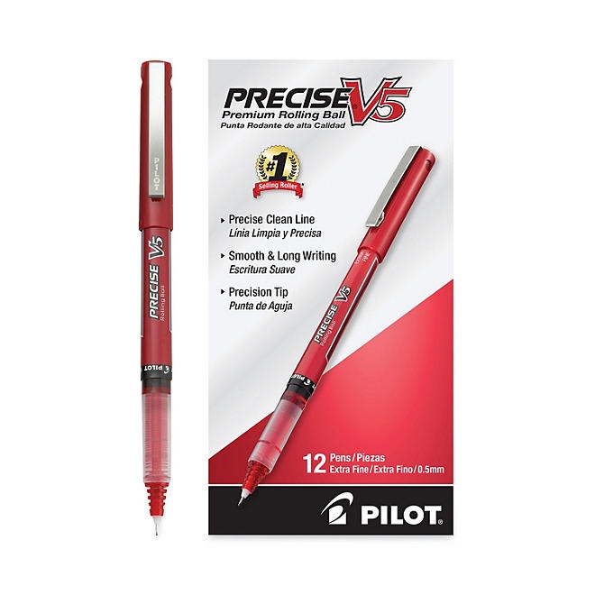 Pilot Precise V5 Roller Ball Precision Point Stick Pens, Extra-Fine, Red, 12 ct. - Image 4