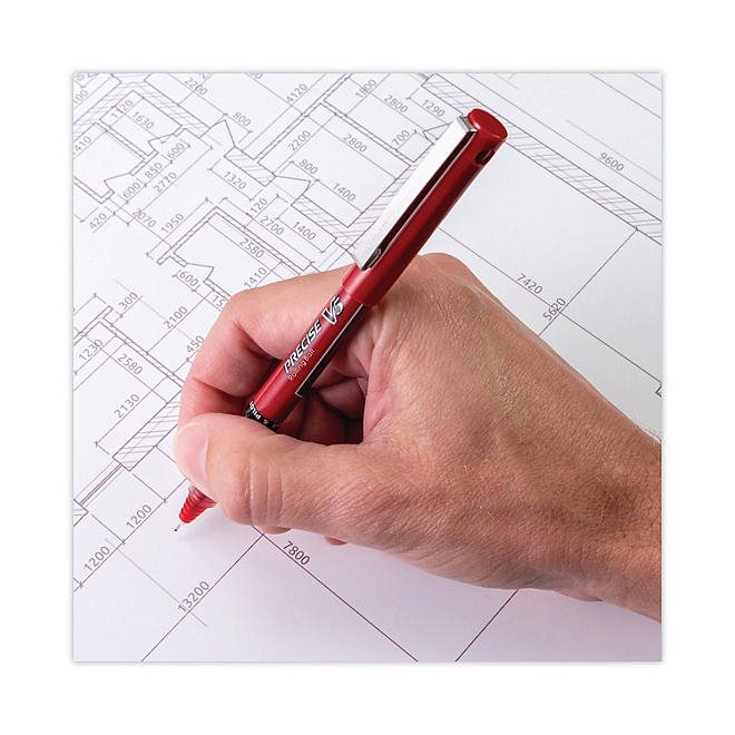 Pilot Precise V5 Roller Ball Precision Point Stick Pens, Extra-Fine, Red, 12 ct. - Image 5