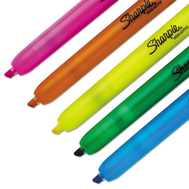 Sharpie - Retractable Highlighters, Chisel Tip, Assorted Fluorescent Colors - 5/Set - Image 4