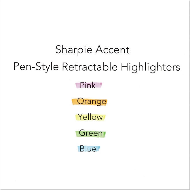Sharpie - Retractable Highlighters, Chisel Tip, Assorted Fluorescent Colors - 5/Set - Image 5