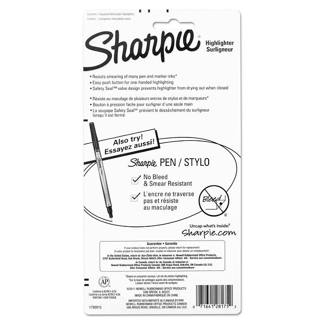 Sharpie - Retractable Highlighters, Chisel Tip, Assorted Fluorescent Colors - 5/Set - Image 6