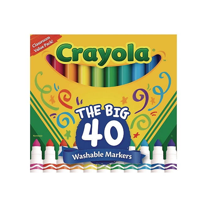 Crayola Washable Markers, Broad Point, Assorted Classic Colors, 40/Set - Image 2