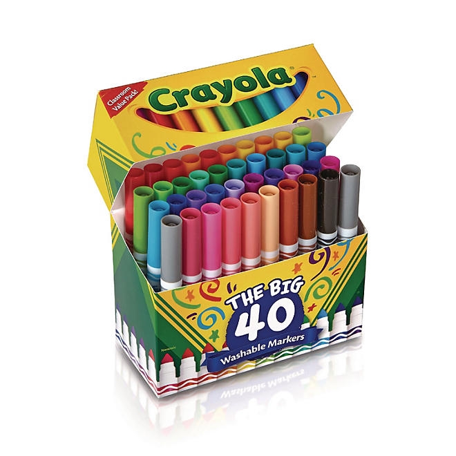 Crayola Washable Markers, Broad Point, Assorted Classic Colors, 40/Set - Image 4
