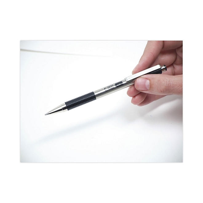 Zebra F-301 Ballpoint Pen, Retractable, Fine 0.7 mm, Black Ink, Stainless Steel/Black Barrel, 2/Pack - Image 4