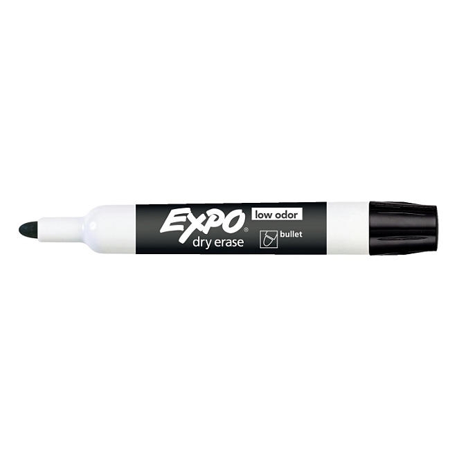 EXPO Low Odor Dry Erase Markers, Black Bullet Tip, 12 ct. - Image 4