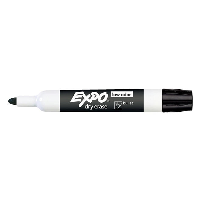 EXPO Low Odor Dry Erase Markers, Black Bullet Tip, 12 ct. - Image 7