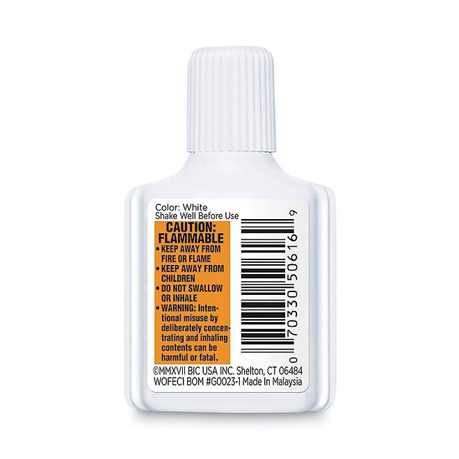 BIC Wite-Out Extra Coverage Correction Fluid, 20 ml Bottle, White 12-pack - Image 4