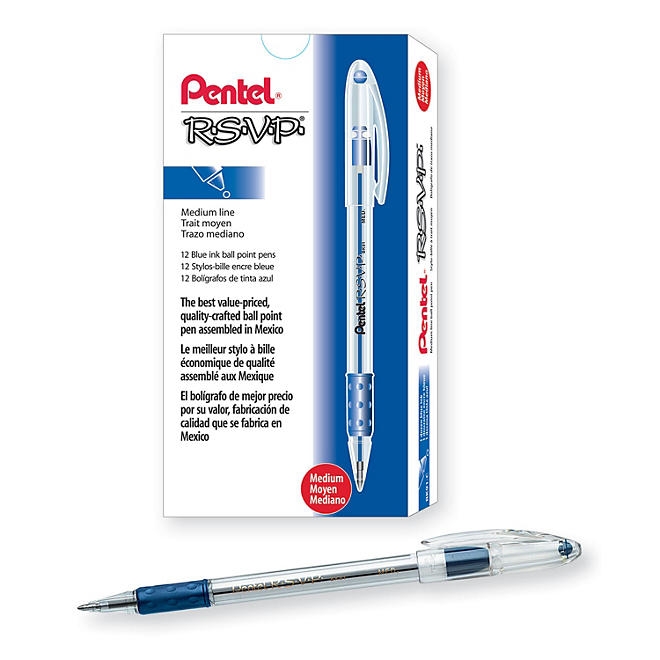 Pentel - R.S.V.P. Ballpoint Stick Pen, Blue Ink, Medium - 12 Pens - Image 3