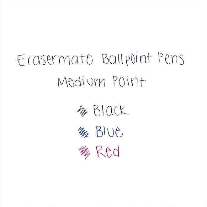 Paper Mate - Eraser Mate Ballpoint Stick Erasable Pen, Black Ink, Medium - Dozen - Image 5