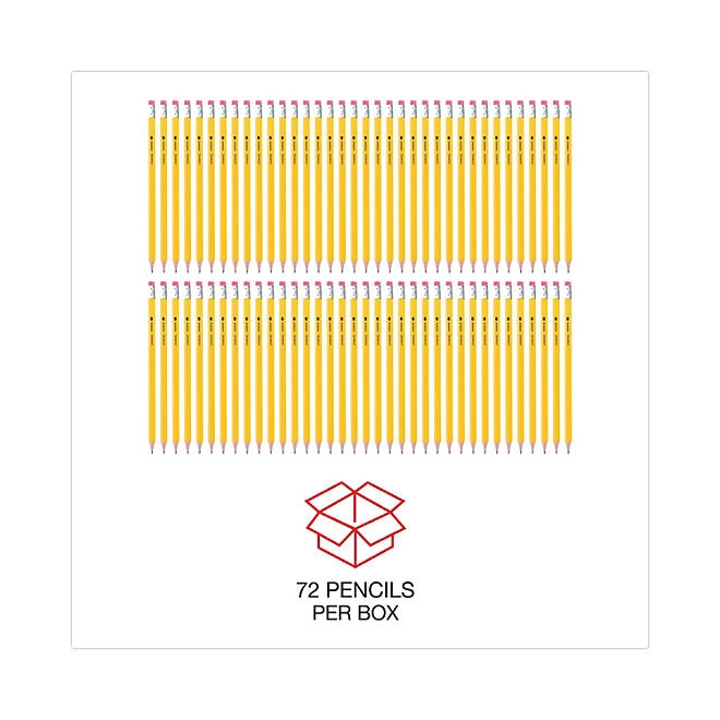 Universal 2 Pre-Sharpened Woodcase Pencil, HB 2, Yellow Barrel, 72/Pack - Image 5