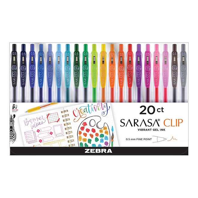 Sarasa Clip Gel Retractable .5mm Assorted 20 Pack - Image 2
