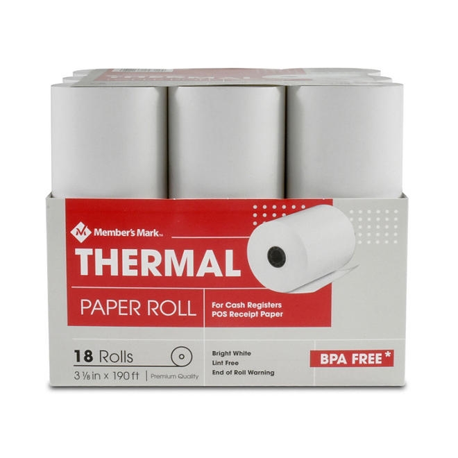 Member's Mark Thermal Receipt Paper Rolls, 3 1/8" X 190', 18 Rolls - Image 2