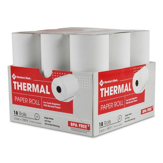 Member's Mark Thermal Receipt Paper Rolls, 3 1/8" X 190', 18 Rolls - Image 3