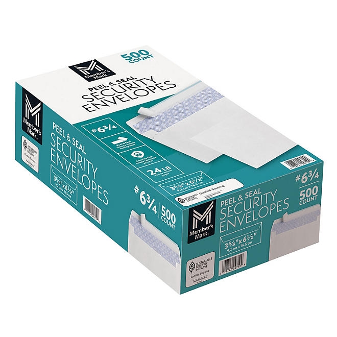 Member's Mark Security Envelope 6-3/4, 500 ct. - Image 3