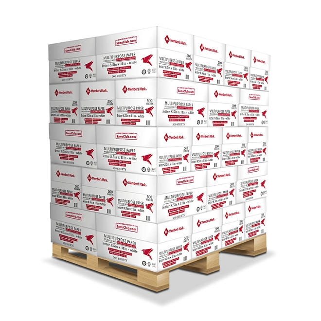 Member's Mark Multipurpose Copy Paper, 8.5 x 11", 92 Bright, 20 lbs., 40 Case Pallet (400 reams) - Image 2