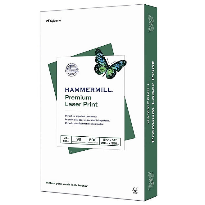 Hammermill - Laser Print Paper, 24lb, 98 Bright, 8-1/2 x 14" - Ream - Image 2