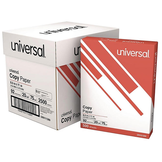 Universal Copy Paper, 20 lb, 92 Bright, 8.5 x 11&rdquo, 5 Reams Half-Case - Image 2