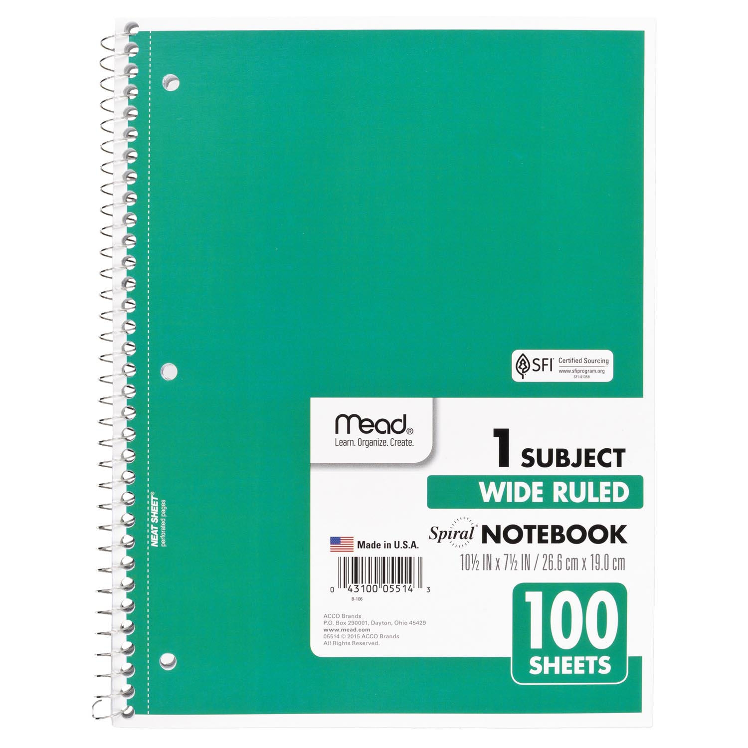 Mead Spiral Notebook, 1-Subject, Randomly Assorted Cover Color, , 100 10.5 x 7.5 Sheets - Image 4
