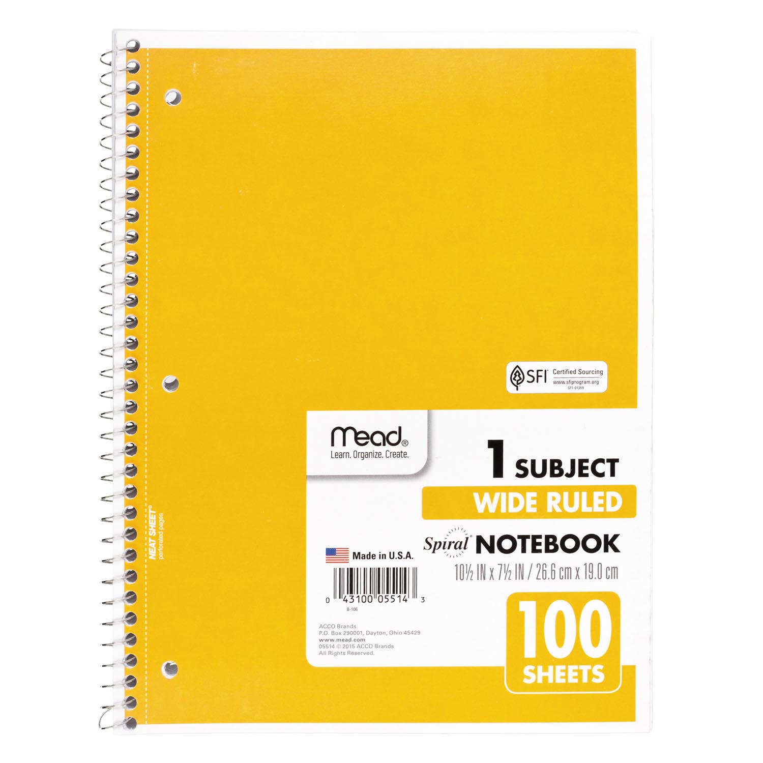 Mead Spiral Notebook, 1-Subject, Randomly Assorted Cover Color, , 100 10.5 x 7.5 Sheets - Image 6