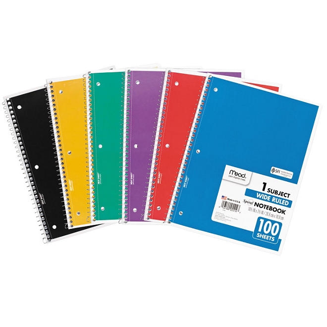 Mead Spiral Notebook, 1-Subject, Randomly Assorted Cover Color, , 100 10.5 x 7.5 Sheets - Image 7