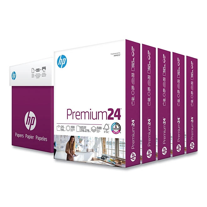 HP LaserJet Paper, 24lb, 97 Bright, Letter, Ultra White, 2500 Sheets/Carton - Image 2