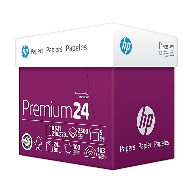 HP LaserJet Paper, 24lb, 97 Bright, Letter, Ultra White, 2500 Sheets/Carton - Image 3