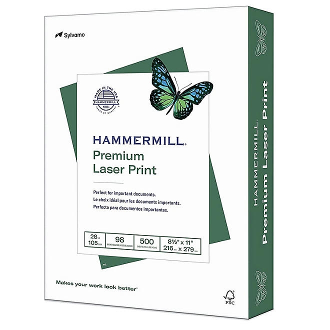 Hammermill - Laser Print Paper, 28lb, 98 Bright, 8-1/2 x 11" - Ream - Image 2