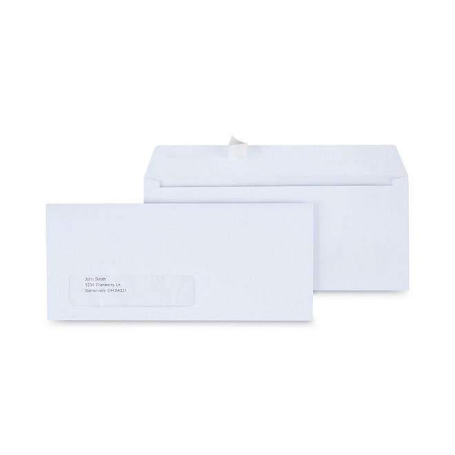 Universal® Peel Seal Strip Business Envelope, 10, 4 1/8" x 9 1/2", Window, White, 500/Box - Image 2