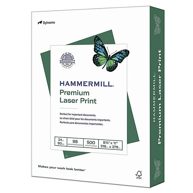 Hammermill - Laser Print Paper, 24lb, 98 Bright, 8-1/2 x 11" - Ream - Image 2