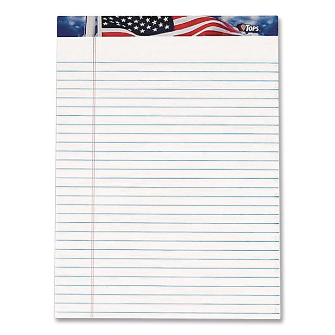 TOPS - American Pride Writing Pad - Jr. Legal Rule - 8-1/2 x 11-3/4 - White - 50-Sheet - Dozen - Image 2