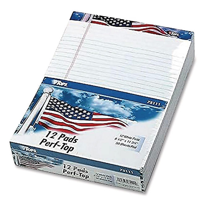 TOPS - American Pride Writing Pad - Jr. Legal Rule - 8-1/2 x 11-3/4 - White - 50-Sheet - Dozen - Image 4