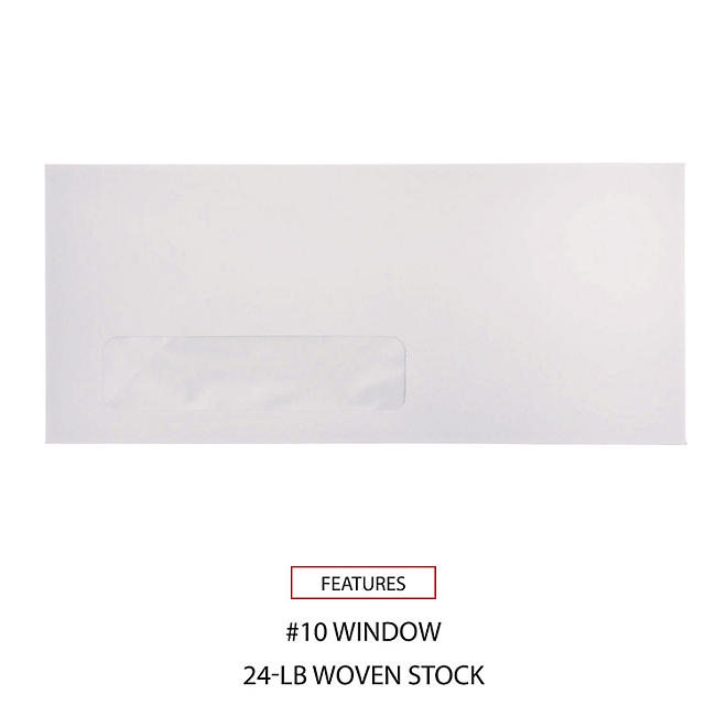 Universal® Window Business Envelope, 10, 4 1/8" x 9 1/2", White, 500/Box - Image 7