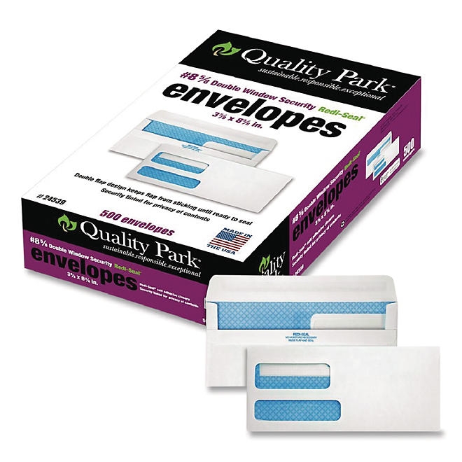 Quality Park - Double Window Envelopes, 8-5/8, Security Tint, Redi-Seal - 500 Count - Image 6
