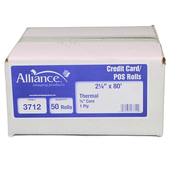 Alliance Thermal Paper Receipt Rolls, 2 1/4" x 80', White, 50 Rolls - Image 2