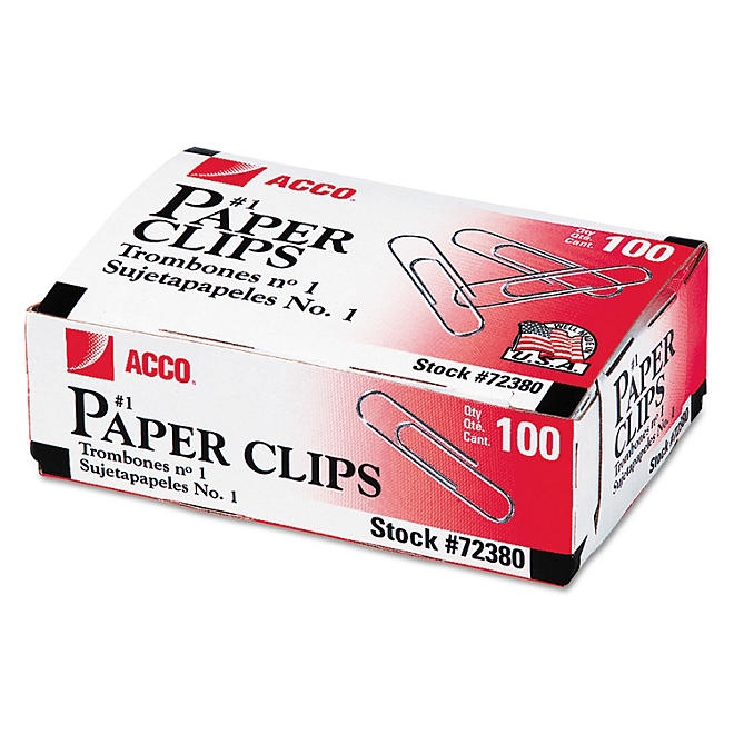 ACCO - Paper Clips, 1 Size, Smooth, 100 Count - 10 Pack - Image 2