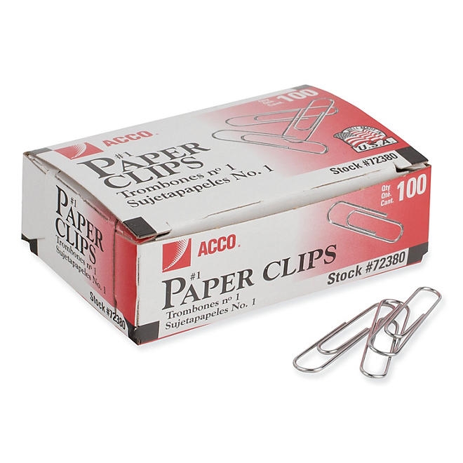 ACCO - Paper Clips, 1 Size, Smooth, 100 Count - 10 Pack - Image 5