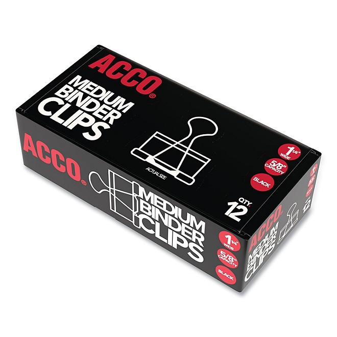 ACCO Binder Clips, Medium, Black/Silver, 12 Count - Image 3