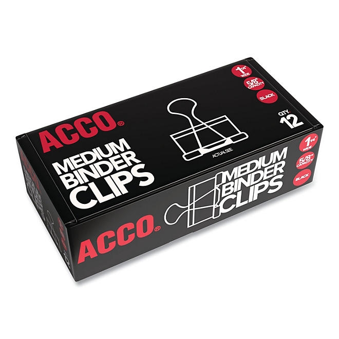 ACCO Binder Clips, Medium, Black/Silver, 12 Count - Image 4