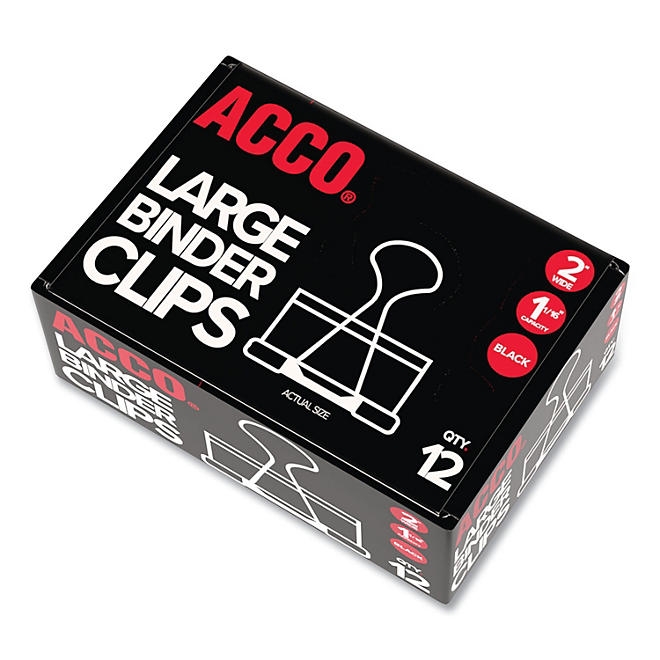 ACCO Binder Clips, Large, Black/Silver, 12 Count - Image 3