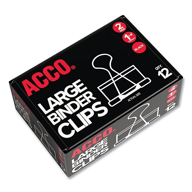 ACCO Binder Clips, Large, Black/Silver, 12 Count - Image 4