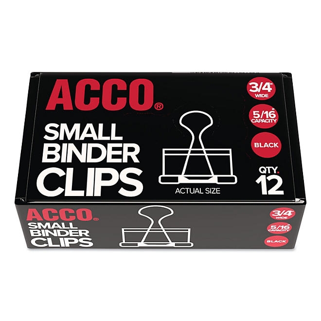 ACCO Binder Clips, Small, Black/Silver, 12 Count - Image 2