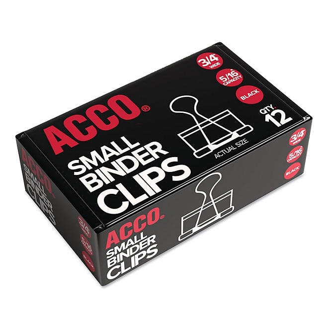 ACCO Binder Clips, Small, Black/Silver, 12 Count - Image 3