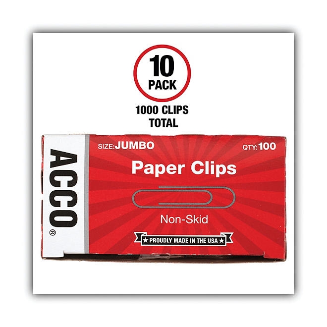 ACCO - Paper Clips, Jumbo, Non-Skid, 100 Count - 10 Pack - Image 3