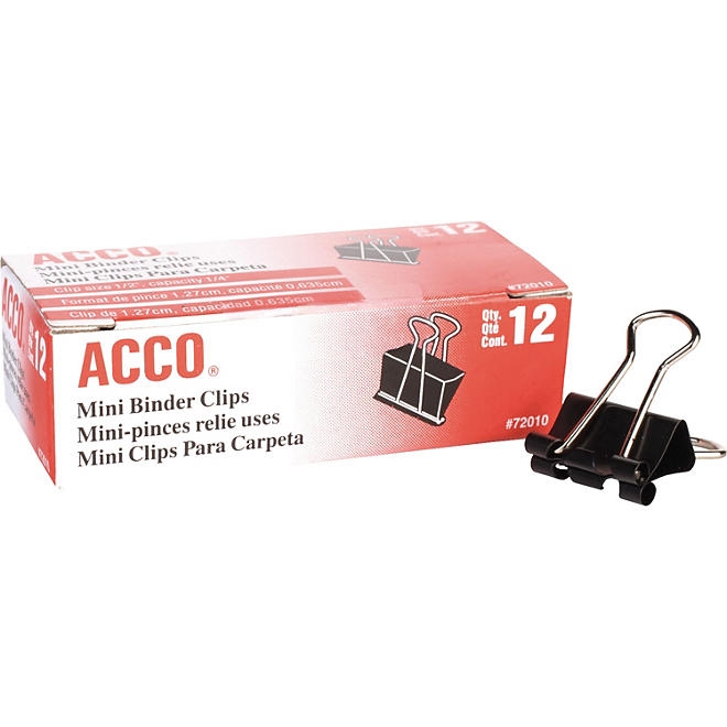 ACCO Binder Clips, Mini, Black/Silver, 12 Count - Image 2