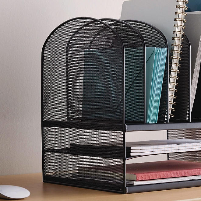 Safco Mesh Two & Six Combination Rack, Black - Image 3