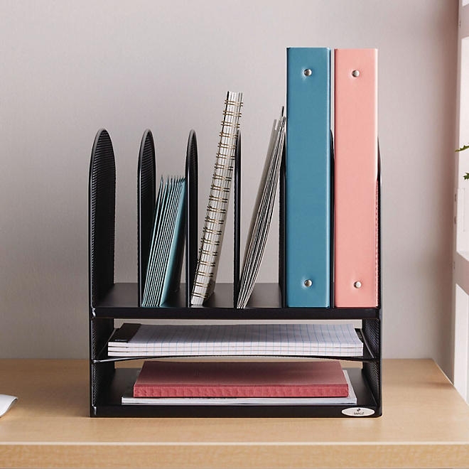 Safco Mesh Two & Six Combination Rack, Black - Image 4