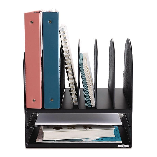 Safco Mesh Two & Six Combination Rack, Black - Image 9