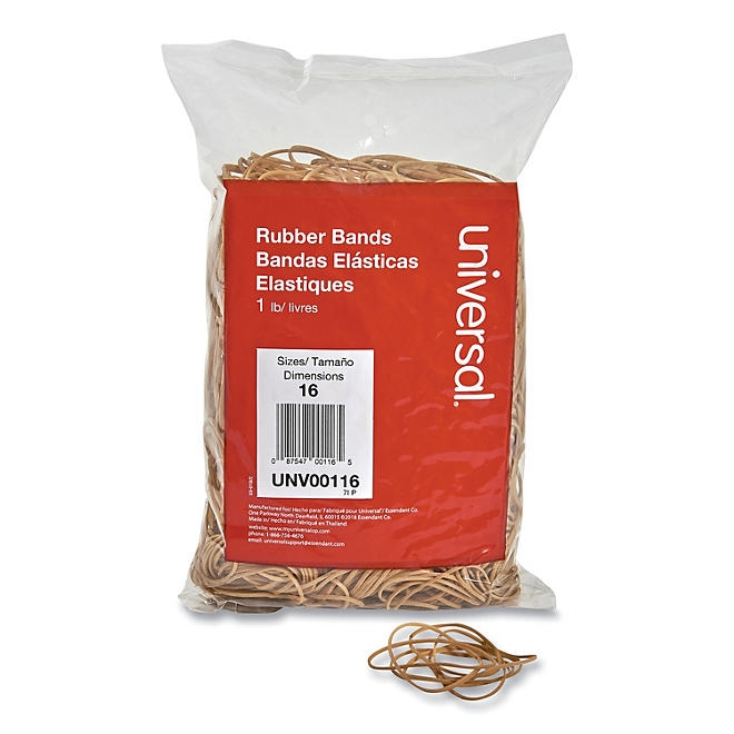 Universal Rubber Bands, Size 16, 0.04" Gauge, Beige, 1 lb Box, 1,900/Pack - Image 2