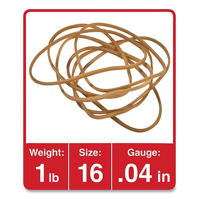 Universal Rubber Bands, Size 16, 0.04" Gauge, Beige, 1 lb Box, 1,900/Pack - Image 3